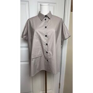 Kedem Sasson Amma Shirt Lg Cotton Oversized Button Down Taupe Lagenlook Israel